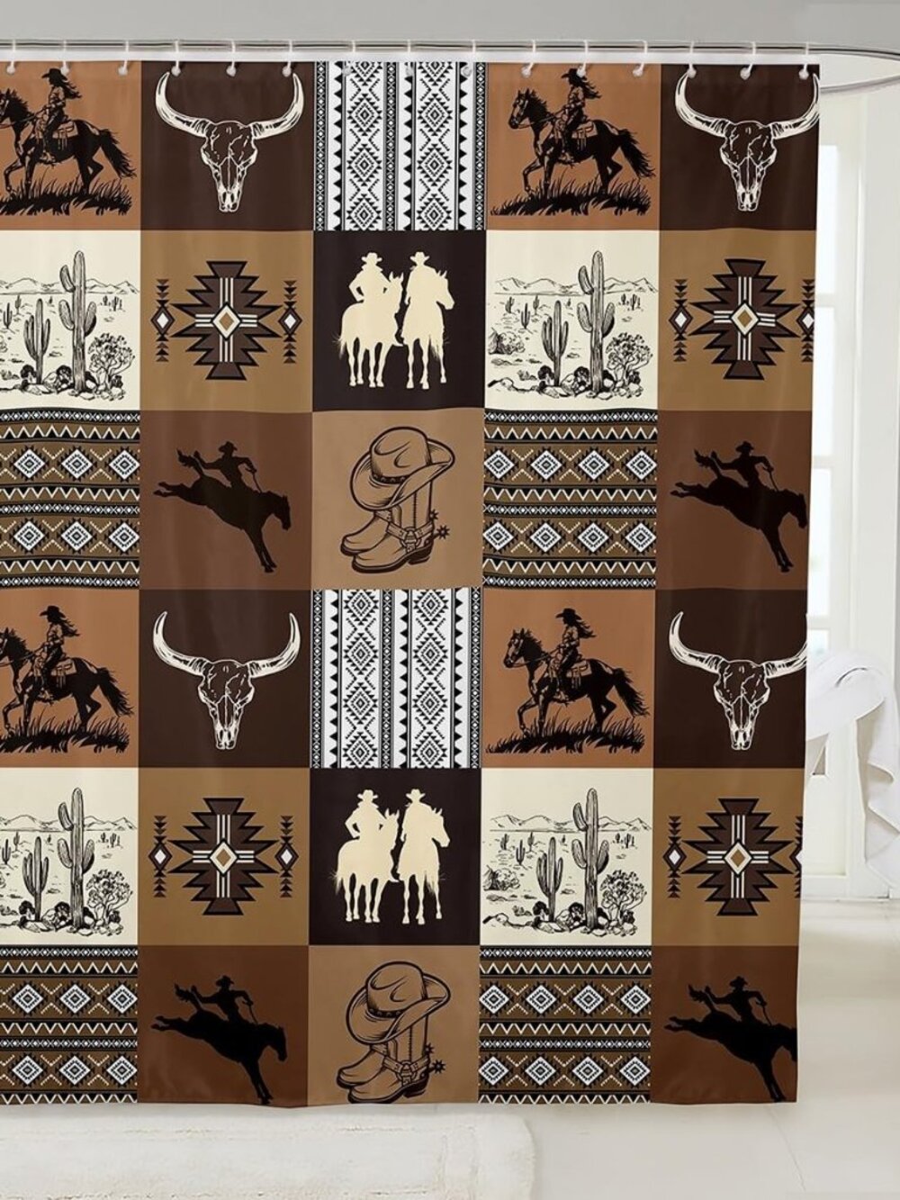 Western Cowboy Bathroom Curtain,Southwest Shower Curtain for Kids Boys Girls Men